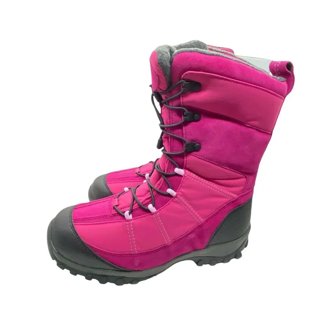 Lands End Winter Boots Women’s 30525 Pink Laceup Round Toe Mid Calf size 6M NWOT